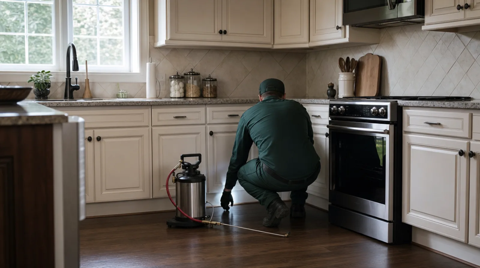 Licensed Pest Scout technician inspecting a home for pests